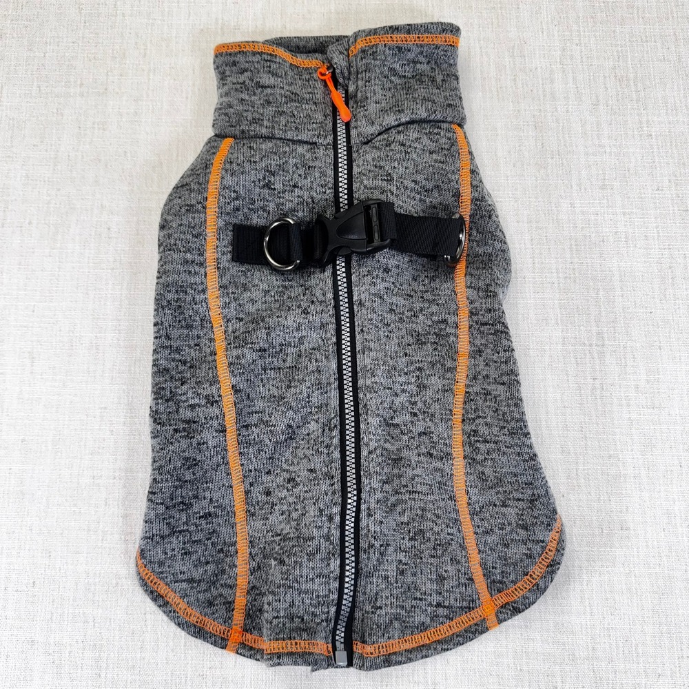 Dress Your Pet With Love Gray Fleece Dog Sweater Vest Harness‎ Zipper Large NEW